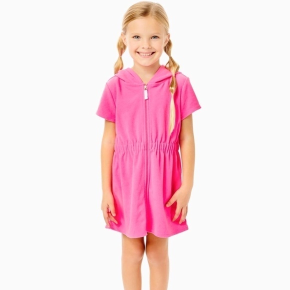NWOT LILLY PULITZER GIRLS CHAPLIN COVER UP, AURA PINK XS S M L XL